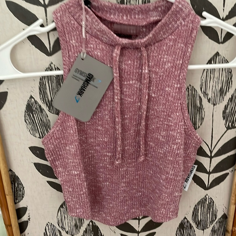 ✴️ NWT GYMSHARK SLOUNGE CROP TOP DUSTY PINK MARK EXTRA SMALL XS